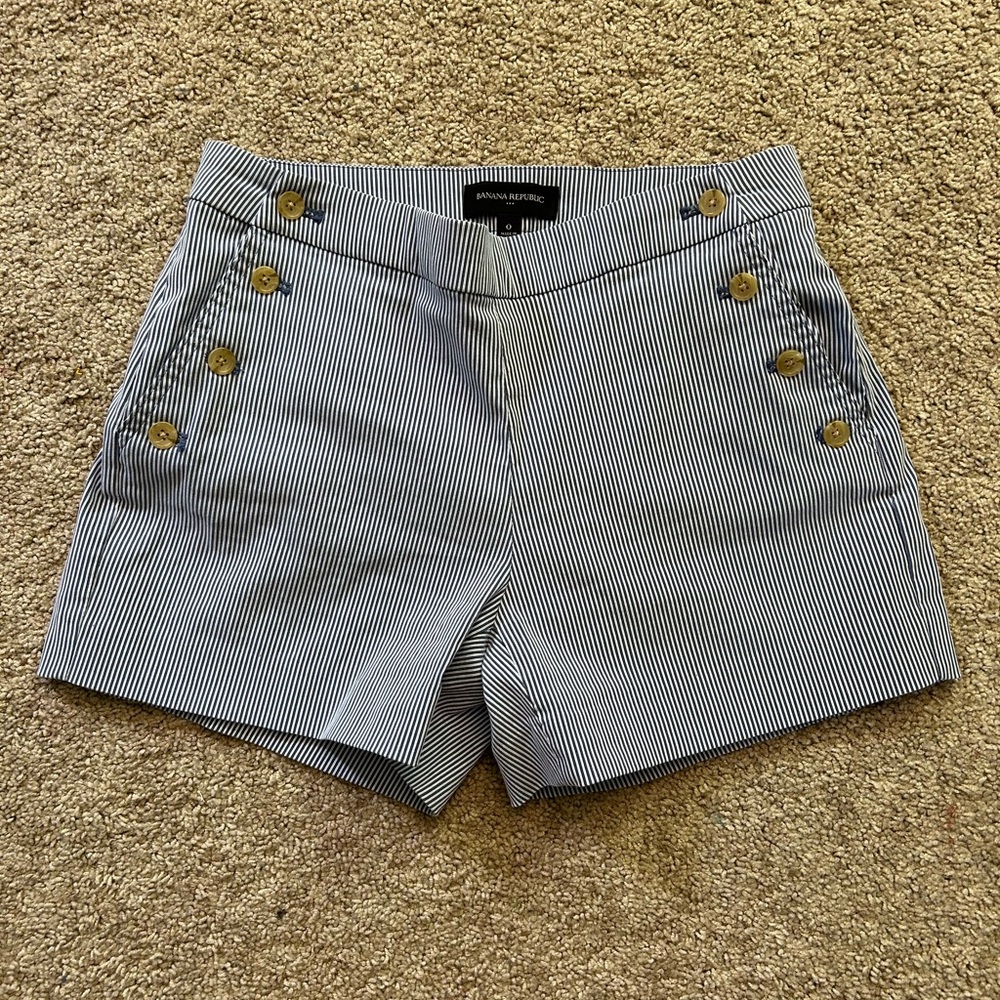 Banana Republic Blue and White Striped Shorts